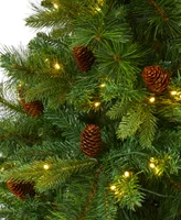 West Virginia Full Bodied Mixed Pine Artificial Christmas Tree with Lights and Pine Cones, 78"