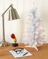 White Artificial Christmas Tree with Lights and Bendable Branches, 24"