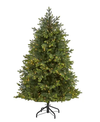 North Carolina Fir Artificial Christmas Tree with Lights and Bendable Branches