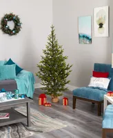 Fraser Fir Natural Look Artificial Christmas Tree with Lights, a Burlap Base and Bendable Branches, 72"