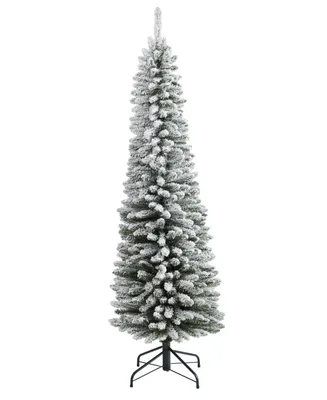 Flocked Pencil Artificial Christmas Tree with 438 Bendable Branches, 72"