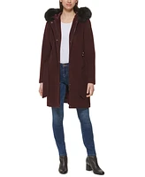 Cole Haan Women's Belted Faux-Fur-Trim Hooded Coat