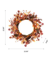 Glitzhome Fall Eucalyptus Berry Wreath, 22"