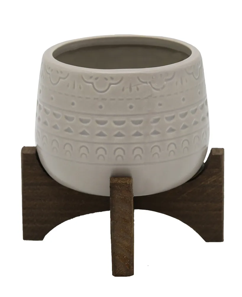 Flora Bunda Mayan Ceramic Planter on Stand, 4.75"