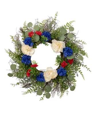 Americana Mixed Foliage and Floral Patriotic Wreath