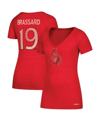 Women's Ccm Derick Brassard Red Ottawa Senators Name and Number V-Neck T-shirt