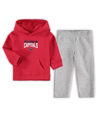 Toddler Boys Red, Heathered Gray Washington Capitals Fan Flare Pullover Hoodie and Pants Set