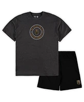 Men's Concepts Sport Black, Heathered Charcoal Vegas Golden Knights Big and Tall T-shirt Shorts Sleep Set