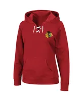 Women's Red Chicago Blackhawks Plus Lace-Up Pullover Hoodie