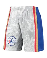 Men's Mitchell & Ness White Philadelphia 76ers Hardwood Classics Lunar New Year Swingman Shorts