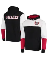 Men's Mitchell & Ness Black Portland Trail Blazers Hardwood Classics Fusion 2.0 Colorblock Pullover Hoodie