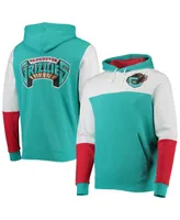 Men's Mitchell & Ness Turquoise Vancouver Grizzlies Hardwood Classics Fusion 2.0 Colorblock Pullover Hoodie