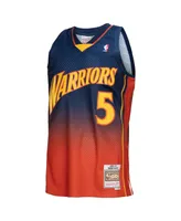 Men's Mitchell & Ness Baron Davis Navy, Orange Golden State Warriors 2006/07 Hardwood Classics Fadeaway Swingman Player Jersey