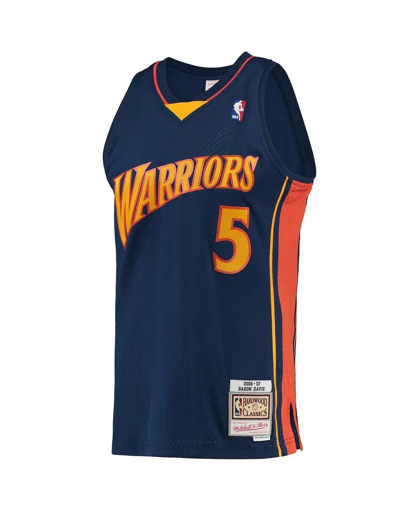 Men's Mitchell & Ness Baron Davis Navy Golden State Warriors 2006-07 Hardwood Classics Swingman Player Jersey