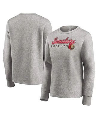 Women's Fanatics Heathered Gray Ottawa Senators Fan Favorite Script Pullover Sweatshirt