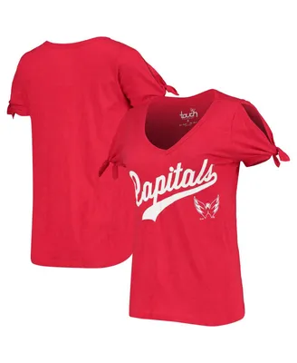 Women's Touch Heathered Red Washington Capitals First String V-Neck T-shirt