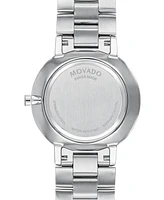 Movado Men's Swiss Faceto Diamond (3/8 ct. t.w.) Stainless Steel Bracelet Watch 39mm