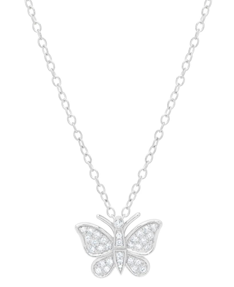 Diamond Butterfly 18" Pendant Necklace (1/4 ct. t.w.) in Sterling Silver