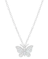 Diamond Butterfly 18" Pendant Necklace (1/4 ct. t.w.) in Sterling Silver