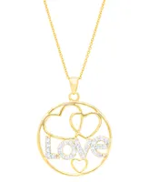 Diamond "Love" Heart Circle 18" Pendant Necklace (1/8 ct. t.w.) in 14k Gold-Plated Sterling Silver - Gold