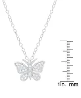 Diamond Butterfly 18" Pendant Necklace (1/4 ct. t.w.) in Sterling Silver