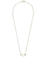 Wrapped Diamond Safety Pin Charm Collector Pendant Necklace (1/20 ct. t.w.) in 10k Gold, 17" + 1" extender, Created for Macy's