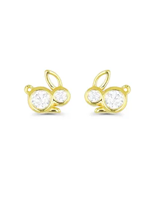 Bunny Rabbit Stud Earrings 14K Gold Plated or Sterling Silver
