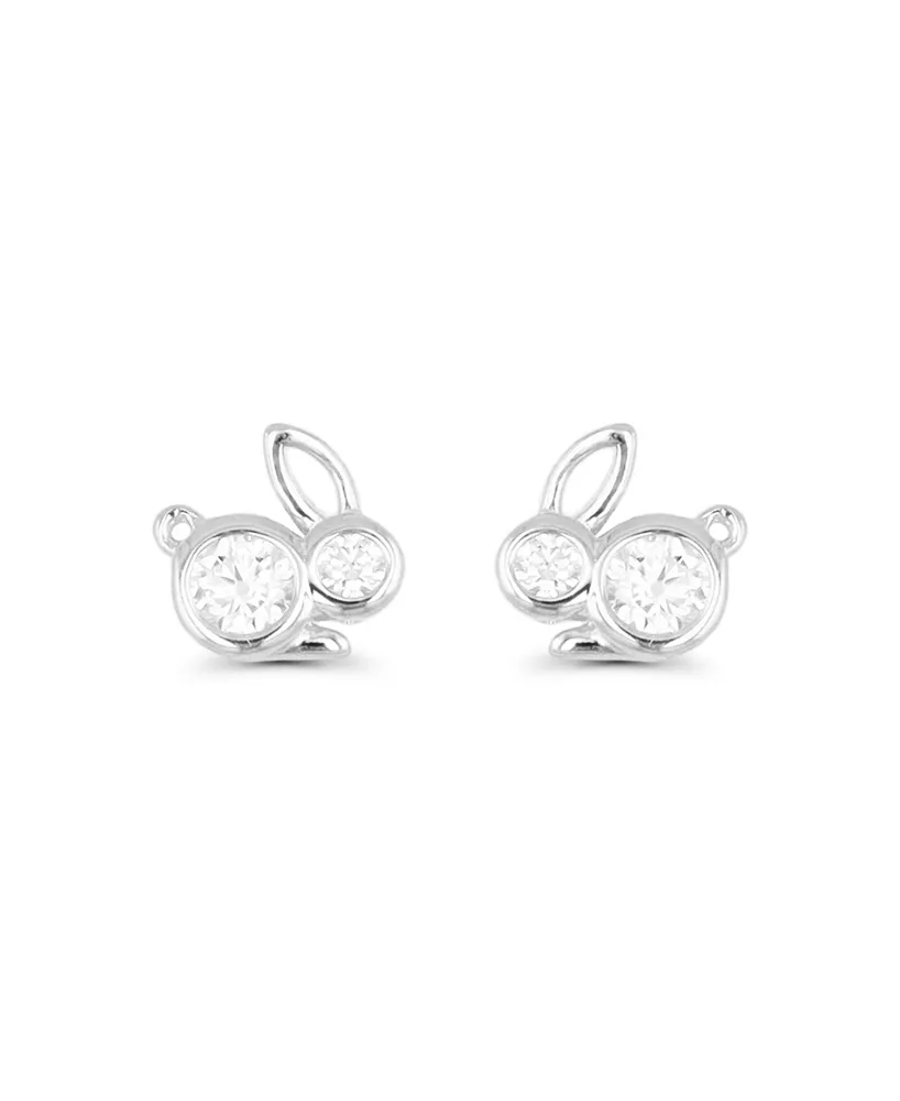 Bunny Rabbit Stud Earrings in 14K Gold Plated or Sterling Silver