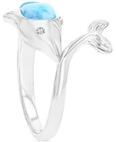 Larimar & Lab-Grown White Sapphire (1/20 ct. t.w.) Ring Sterling Silver