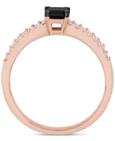 Black Diamond (1/2 ct. t.w.) & White (1/4 Emerald-Cut Pave Engagement Ring 14k Rose Gold