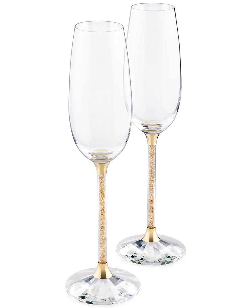 Swarovski Stemware, Set of 2 Crystalline Golden Shadow Toasting Flutes