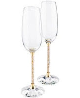 Swarovski Stemware, Set of 2 Crystalline Golden Shadow Toasting Flutes