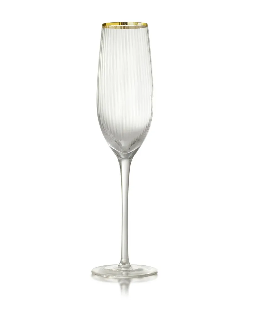 Rocher Champagne Flutes, Set of 4, 8.5 Oz - Clear, Gold
