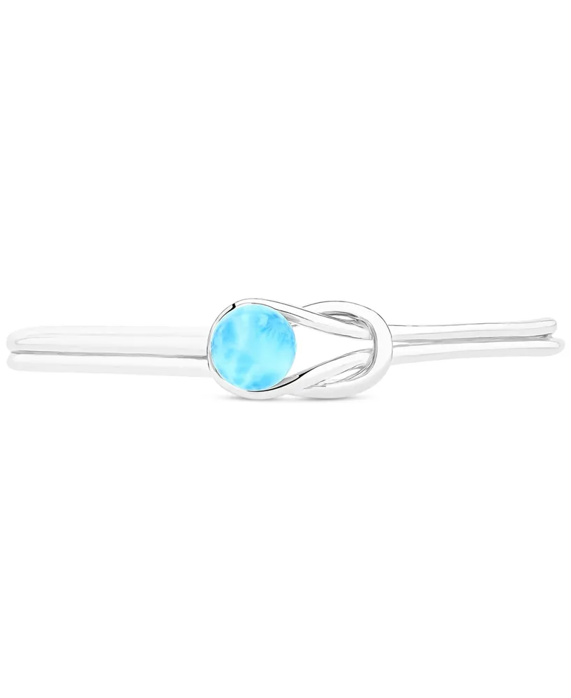 Larimar Knot Cuff Bangle Bracelet (2 ct. t.w.) in Sterling Silver