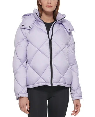 Calvin Klein Women's Quilted Cropped Hooded Puffer Coat, Created for Macy's