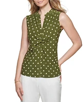 Tommy Hilfiger Women's Dot-Print Twist-Front Sleeveless Shirt