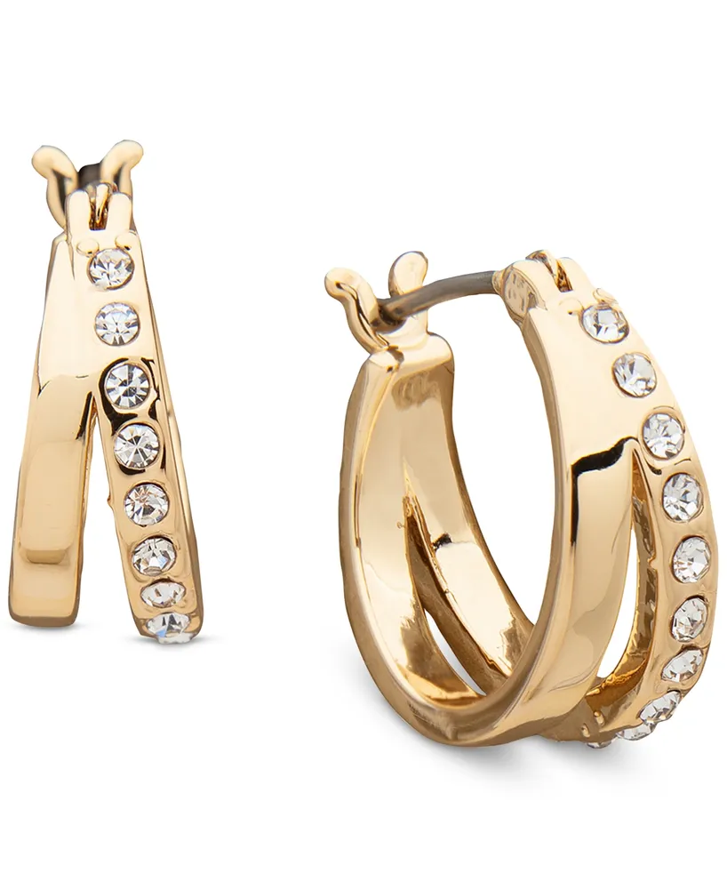 Karl Lagerfeld Paris Extra-Small Pave Split Hoop Earrings, 0.49"