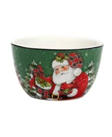 Certified International Christmas Lodge Santa 4 Piece Ice Cream Bowl Set