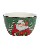 Certified International Christmas Lodge Santa 4 Piece Ice Cream Bowl Set