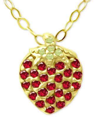 Giani Bernini Lab-Grown Ruby (1/4 ct. t.w.) & Cubic Zirconia Strawberry Pendant Necklace, 16" + 2" extender, Created for Macy's