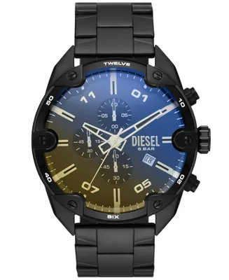 Diesel Men's Spiked Black-Tone Stainless Steel Bracelet Watch, 49mm