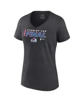 Women's Fanatics Heathered Charcoal Colorado Avalanche 2022 Stanley Cup Final Own Goal Roster V-Neck T-shirt