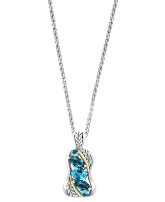 Effy Blue Topaz 18" Pendant Necklace (3 ct. t.w.) Sterling Silver & 18k Gold-Plate