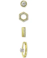 Giani Bernini 4-Pc. Set Cubic Zirconia Stud & Hoop Earrings, Created for Macy's