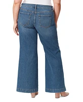 Jessica Simpson Trendy Plus Size True Love Trouser Wide-Leg Jeans