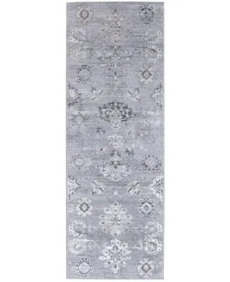 Feizy Macklaine R39FQ 2'10" x 7'10" Runner Area Rug - Silver