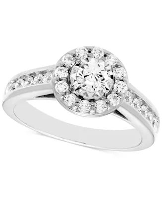 Diamond Halo Engagement Ring (3/4 ct. t.w.) in 14k White or Yellow Gold