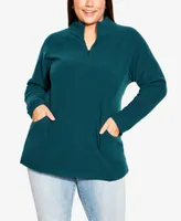 Avenue Plus Polar Fleece Pocket Tunic Top