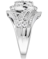 Diamond Round & Baguette Swirl Ring (2-1/2 ct. t.w.) in 14k White Gold