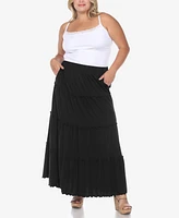 White Mark Plus Tiered Maxi Skirt